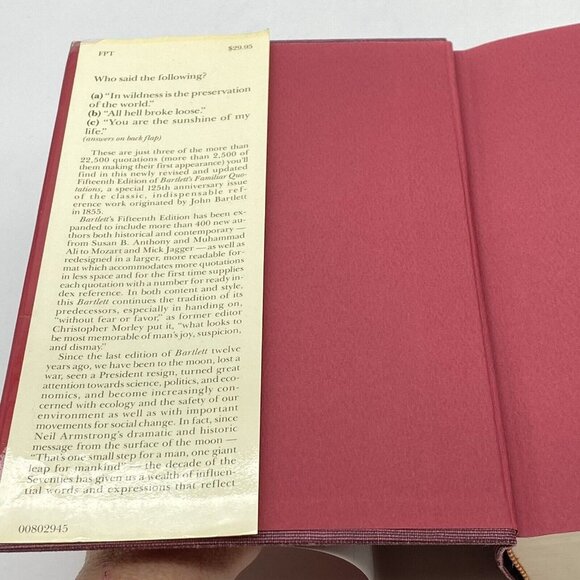 Bartlett's Familiar Quotations 15th and 125th Anniversary Edition 1980 Hardcover - Picture 12 of 16